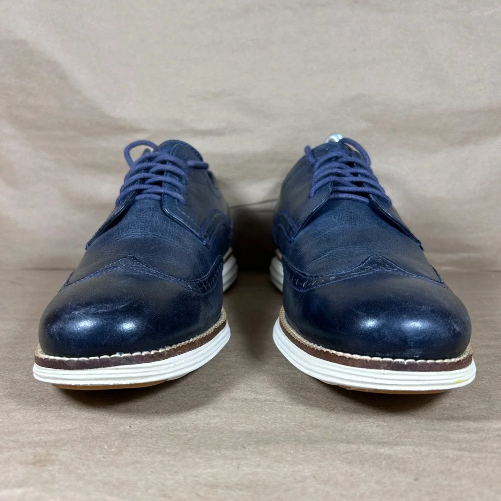 Cole Haan‎ OriginalGrand Wingtip Oxford Navy Blue Leather Shoes C30563 Mens 9M